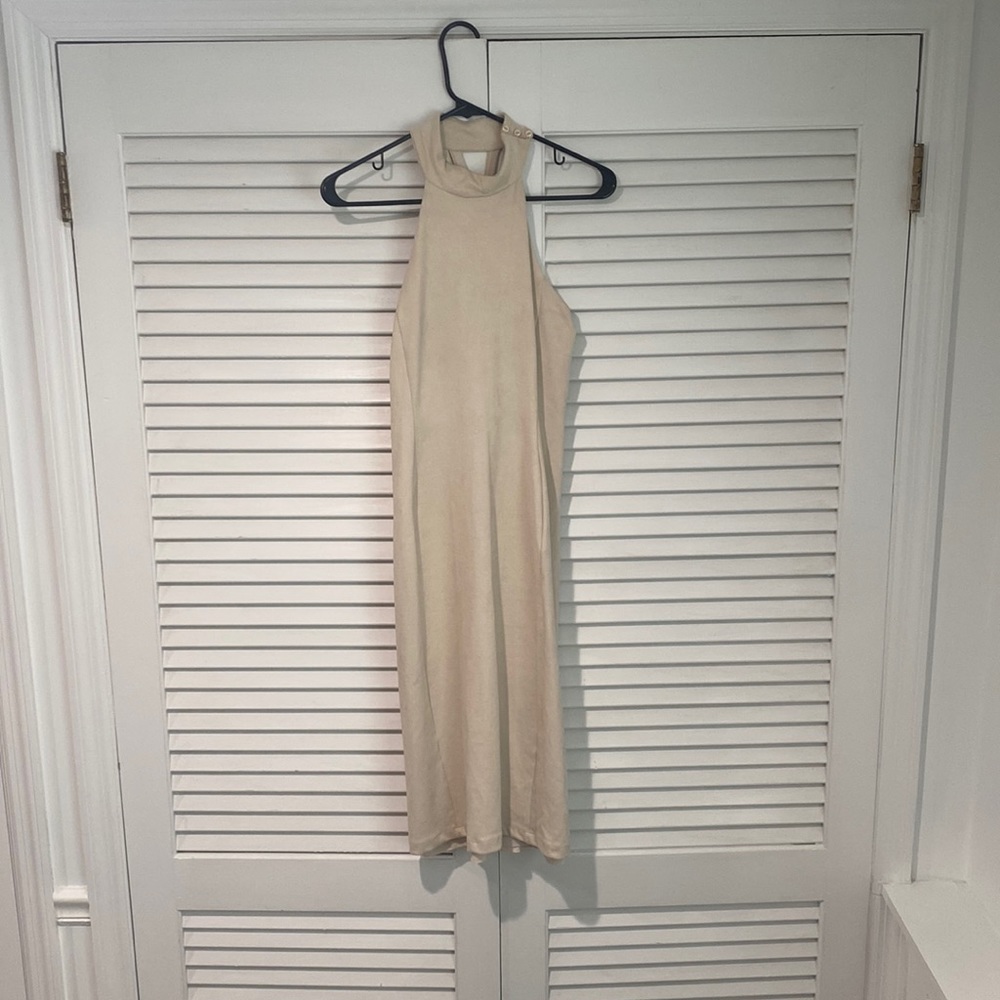 BEBE FAUX TAN MIDI DRESS